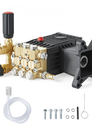 Pressure Washer Pump, 1" Shaft Horizontal Triplex Plunger, 3600 PSI, 3.7 GPM, Replacement Power Washer Pumps Kit with Siphon Tube, Hardware, Compatible with Simpson MorFlex 40224, 40225, 40226