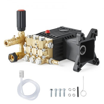 Pressure Washer Pump, 1" Shaft Horizontal Triplex Plunger, 3600 PSI, 3.7 GPM, Replacement Power Washer Pumps Kit with Siphon Tube, Hardware, Compatible with Simpson MorFlex 40224, 40225, 40226