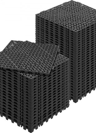Interlocking Tile 50PCS Black, Drainage Tiles 12" x 12" Splicing, Soft PVC Interlocking Drainage Floor Tiles, Non-Slip Drainage Holes for Restroom, Bathroom, Kitchen, Pool, Wet Areas