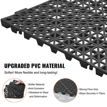 Black upgraded PVC floor mat, anti-corrosion, flexible, durable, textured for strong grip, ideal for various surfaces.