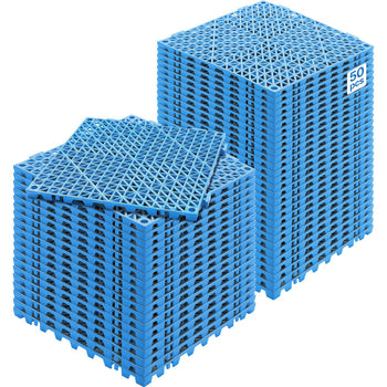 Blue plastic stacking latticed storage crates, set of 50 pieces, perfect for organization and space-saving solutions.