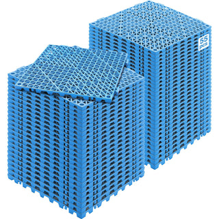 Blue interlocking plastic storage tiles, set of 55 pieces, perfect for creating durable flooring or organization solutions.