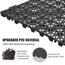 Black upgraded PVC interlocking floor mat, flexible, anti-corrosion, resistant to wear, durable with strong grip.