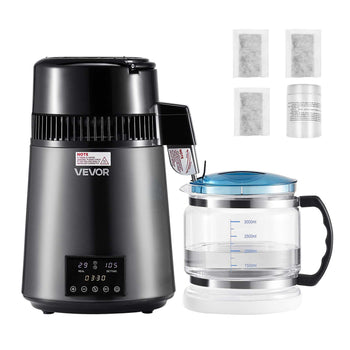 Water Distiller, 4L 1.1 Gallon Pure Water Purifier Filter For Home Table Countertop, 750W Distilled Maker with Glass Pot, Stainless Steel Interior Drinking Machine to Make Clean Waters, Grey