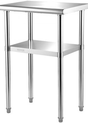 Stainless Steel Prep Table, 24 x 18 x 36 Inch, 600lbs Load Capacity Heavy Duty Metal Worktable with Adjustable Undershelf & Feet, Commercial Workstation for Kitchen Restaurant Garage Backyard