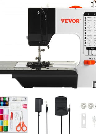 Sewing Machine, Portable Sewing Machine for Beginners with 38 Built-in Stitches & Reverse Sewing, Dual Speed Sewing Machine with Extension Table Foot Pedal, Accessory Kit Family Home Travel