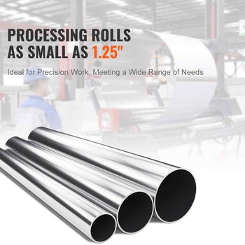 Silver aluminum processing rolls, precision sizes starting from 1.25", ideal for versatile industrial applications.