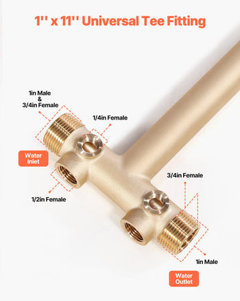 1" x 11" Well Pressure Tank Tee Kit, with 30/50PSI Switch, 8-Pieces Pure Brass Pressure Tank Installation Kit for Water Well, 1 in Gate Valve Included, Fit Most tanks with Diameter up to 16 in
