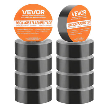 Deck Joist Tape, 2 inch x 50 ft, 10 Pack, Weather-Resistant Waterproof Flashing Butyl Joist Tape for Decking, Self-Adhesive, for Wood Decks, Beams Roofs, RVs, House, and Pipes Repair, Black