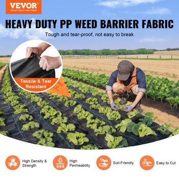 Weed Barrier Landscape Fabric, 6.5*330FT Heavy Duty Garden Weed Fabric, Woven PP Weed Control Fabric, Driveway Fabric, Geotextile Fabric for Landscaping, Ground Cover, Weed Blocker Weed Mat, Black