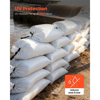 Empty Sandbags, 1000 Packs 16 x 26 in, Heavy Duty Sand Bags Sacks with Ties, 50lb Capacity Woven Polypropylene Sandbags, Tear-Resistant & UV-Resistant Sand Bags for Flood Protection Barrier