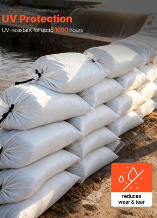 Empty Sandbags, 200 Packs 16 x 26 in, Heavy Duty Sand Bags Sacks with Ties, 50lb Capacity Woven Polypropylene Sandbags, Tear-Resistant & UV-Resistant Sand Bags for Flood Protection Barrier