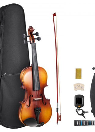 Violin 3/4 Size for Adults, Violin Fiddle Set for Beginners with Hard Case, Rosin, Bow, Shoulder Rest, Bridge, Tuner and Extra Strings, Professional Musical Instruments for Student (Brown)