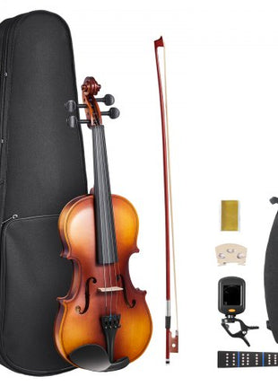 Violin 4/4 Full Size for Adults, Violin Fiddle Set for Beginners with Hard Case, Rosin, Bow, Shoulder Rest, Bridge, Tuner and Extra Strings, Professional Musical Instruments for Student (Brown)
