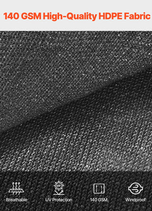 90% Sun Shade Cloth, 10 x 10 ft Pergola Shade Cover with Stainless Steel Grommets, Sun Shades Canopy Privacy Screen with 140 GSM HDPE Material, for Outdoor, Patio, Garden, and Backyard (Black)