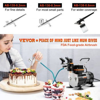 Airbrush Ensemble, Expert Airbrush Kit with Compressor, Multi-Use Dual-Action Gravity Feed Airbrush System for Art, Nails, Cookies, Tattoos