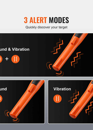 Orange detection tool with sound and vibration alerts in three modes, ideal for quick target discovery.