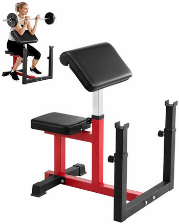 Weight Bench with Leg Extension, Strength Training Benches, Max load 440 LBS Home Gym Bench Fitness Equipment, Seated Arm Isolated Barbell Dumbbell Bicep Station, Workout Bench for Home Gym