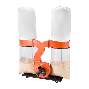 Dust Collector, 1550 CFM 2.5 Micron Vortex Cone Dust Collectors, 3.0HP Sawdust Collection System with Two 35-Gallon Dusts Collector Bags & Two 42-Gallon Filter Bags, 3400 RPM, Non-Woven Fabric