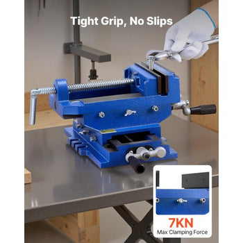 Cross Slide Drill Press Vise, 6 Inch Jaw Width, 2 Way X-Y Axis Bench Vise, 5.7 Inch Max Jaw Opening, Heavy Duty Cast Iron, Workbench Vice Clamp, for Woodworking Drilling CNC Milling Machine