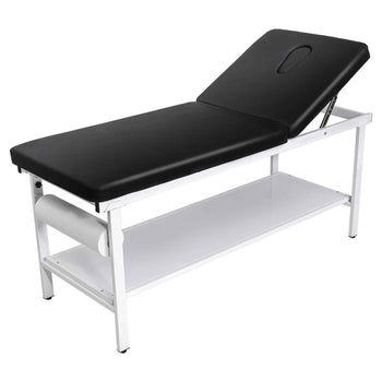 Medical Exam Table, 500LBS Loading Medical Examination Bed with 0°–40° Adjustable Backrest, Physical Therapy Exam Table with Storage Shelf & Paper Roll Dispenser for Hospital Clinic Rehab Center