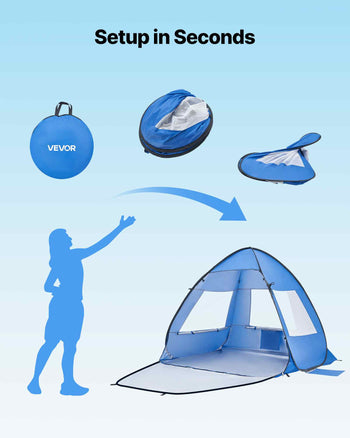 Beach Tent Sun Shelter for 2 Person, UPF 50+ Protection, Portable Sun Shade Canopy with Carrying Bag & Sand Pockets, Lightweight and Easy Setup Beach Umbrella for Camping Fishing Outdoor Picnic