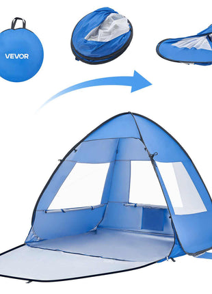 Beach Tent Sun Shelter for 2 Person, UPF 50+ Protection, Portable Sun Shade Canopy with Carrying Bag & Sand Pockets, Lightweight and Easy Setup Beach Umbrella for Camping Fishing Outdoor Picnic