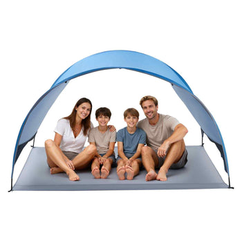 Beach Tent Sun Shelter for 4 Person, UPF 50+ Protection, Portable Sun Shade Canopy with Carrying Bag & Ground Stakes, Lightweight and Easy Setup Beach Umbrella for Camping Fishing Outdoor Picnic