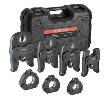 7PCS VMP Pressing Kit 1/2" to 2" - 3PCS Press Jaws, 3PCS Press Rings, 1PCS Actuator - Compatible with Megapress Carbon Steel Pipes, Work with 32KN Standard Press Tools - with Case