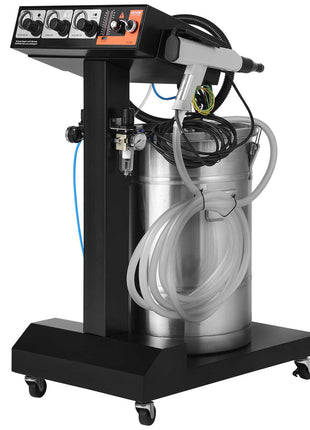 Powder Coating System, 50 W 100KV Electrostatic Output Powder Coating Kit with 50L Powder Hopper, 450g Per Minute Powder Coating Machine with Spray Gun and Trolley Base, for Indoor and Outdoor