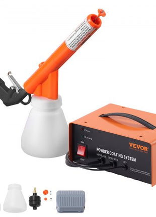 Powder Coating System, 50KV Electrostatic Output Powder Coating Kit with Foot Switch, Spray Gun, Nozzles and Powder Cups, Powder Coating Equipment for Home DIY and Commercial Production
