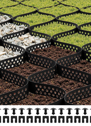 Gravel Grid, 2 Inch Depth, 17.06 x 8.86 FT / 5200 x 2700 mm, 1880 LBS Per Sq ft Grass Ground Retainer, Permeable Geo Grids Driveway Stabilization, for Garden, Patio, Walkway, RV Parking Slopes