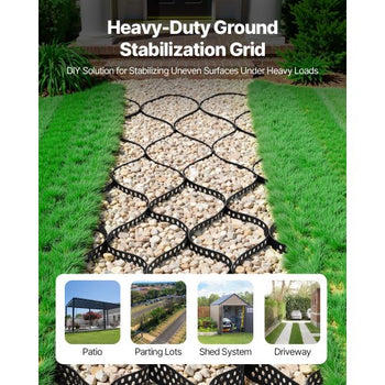 Gravel Grid, 2 Inch Depth, 32.81 x 9.84 FT / 10000 x 3000 mm, 1880 LBS Per Sq ft Grass Ground Retainer, Permeable Geo Grids Driveway Stabilization, for Garden, Patio, Walkway, RV Parking Slopes