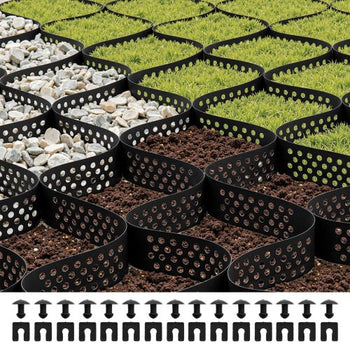 Gravel Grid, 3 Inch Depth, 17.06 x 8.86 FT / 5200 x 2700 mm, 1880 LBS Per Sq ft Grass Ground Retainer, Permeable Geo Grids Driveway Stabilization, for Garden, Patio, Walkway, RV Parking Slopes