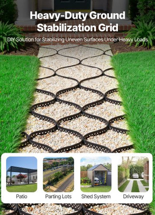Gravel Grid, 3 Inch Depth, 24.93 x 9.52 FT / 7600 x 2900 mm, 1880 LBS Per Sq ft Grass Ground Retainer, Permeable Geo Grids Driveway Stabilization, for Garden, Patio, Walkway, RV Parking Slopes