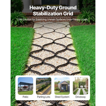 Gravel Grid, 3 Inch Depth, 24.93 x 9.52 FT / 7600 x 2900 mm, 1880 LBS Per Sq ft Grass Ground Retainer, Permeable Geo Grids Driveway Stabilization, for Garden, Patio, Walkway, RV Parking Slopes