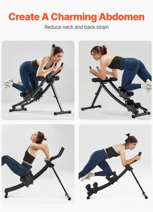 AB Workout Machine, Dual-track Ab Workout Equipment at Home Gym, Core & Abdominal Trainers for Women, 440 lbs Weight Capacity Strength Training Ab Cruncher, Foldable Adjustable Fitness Exerciser