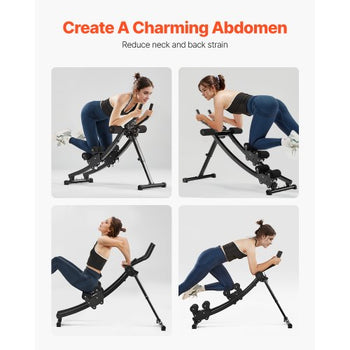 AB Workout Machine, Dual-track Ab Workout Equipment at Home Gym, Core & Abdominal Trainers for Women, 440 lbs Weight Capacity Strength Training Ab Cruncher, Foldable Adjustable Fitness Exerciser