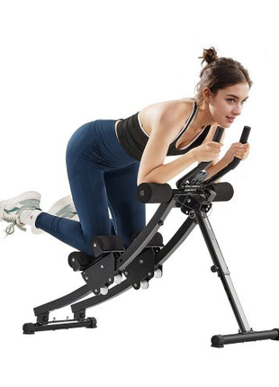 AB Workout Machine, Dual-track Ab Workout Equipment at Home Gym, Core & Abdominal Trainers for Women, 440 lbs Weight Capacity Strength Training Ab Cruncher, Foldable Adjustable Fitness Exerciser