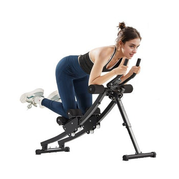 AB Workout Machine, Dual-track Ab Workout Equipment at Home Gym, Core & Abdominal Trainers for Women, 440 lbs Weight Capacity Strength Training Ab Cruncher, Foldable Adjustable Fitness Exerciser