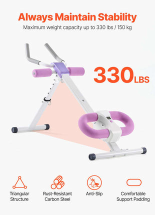 AB Workout Machine, Ab Workout Equipment at Home Gym, Core & Abdominal Trainers for Women, 330 lbs Weight Capacity Strength Training Ab Cruncher, Foldable Adjustable Fitness Exerciser