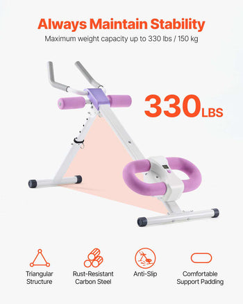 AB Workout Machine, Ab Workout Equipment at Home Gym, Core & Abdominal Trainers for Women, 330 lbs Weight Capacity Strength Training Ab Cruncher, Foldable Adjustable Fitness Exerciser