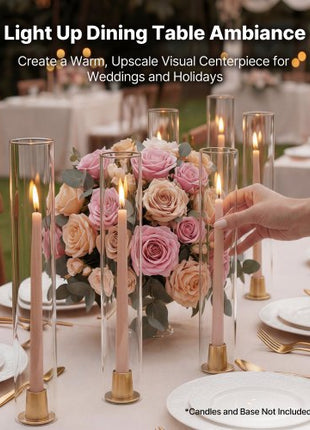 Hurricane Glass Cylinders Set of 24, ?2.56 x 13.78 in Tall Clear Glass Candle Covers, High Borosilicate Glass Sleeves for Pillar Candles, Wedding Centerpieces, Home Decor, Party, Wind Protection