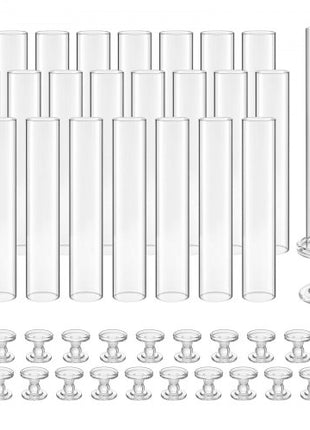 Hurricane Candle Holders Set of 24, 12.6 in Tall Clear Glass Taper Candle Holders, High Borosilicate Glass, 2.36 in Cylinder for Wedding, Table Centerpiece, Party, Home Decor, Wind Protection