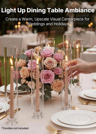 Hurricane Candle Holders Set of 60, ?2.56 x 13.78 in Tall Clear Glass Cylinder Candleholder Sleeve, High Borosilicate Glass, Wind Protection for Wedding, Table Centerpiece, Party, Home Decor