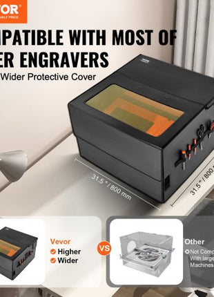 Laser Engraver Enclosure, 31.5 x 31.5 x 19.6", Flame Retardant and Fireproof Protective Cover, with Exhaust Fan and Pipe, Insulates Smoke, Noise and Eye Protection, Fits for Most Laser Engraver