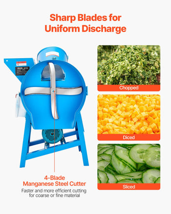 Hay Chopper, 2200W Corn Straw Chopper with Double Feed Ports, 1719lbs/h Capacity Forage Corn Stalks Cutting Machine, 220V Multifunctional Grass Feed Pulverizer for Livestock, Farm, Ranch
