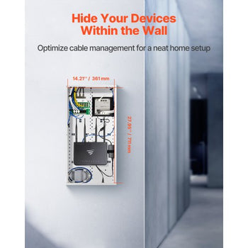 Structured Media Enclosure, 28-Inch, Recessed in-Wall Media Box with Cover, Wall-Mount Cable Management Box Kit, Structured Wiring Multi-Media Cabinet, Cold-Rolled Steel, for TV Home Theater