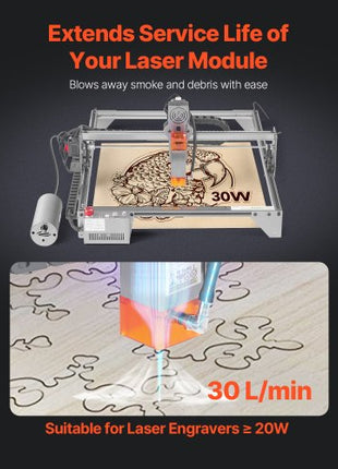 Air Assist, Adjustable 30 L/min Airflow, Air Assist Pump Kit for Laser Cutter and Engraver, Clear Smoke and Dust, Reduce Surface Temperature, Shield Laser Lens, for Laser Engraver ? 20W
