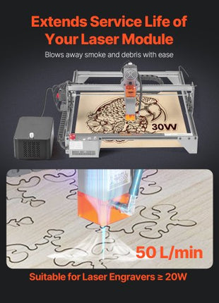 Air Assist, Adjustable 50 L/min Airflow, Air Assist Pump Kit for Laser Cutter and Engraver, Clear Smoke and Dust, Reduce Surface Temperature, Shield Laser Lens, for Laser Engraver ? 20W